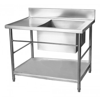 Mesa Bancada Aço Inox com Paneleiro e Cuba 50x50x30 (Direito) 100x70x90 - Brascool