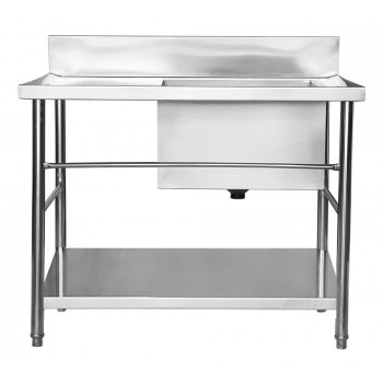 Frontal - Mesa Bancada Aço Inox com Paneleiro e Cuba 50x50x30 (Direito) 100x70x90 - Brascool