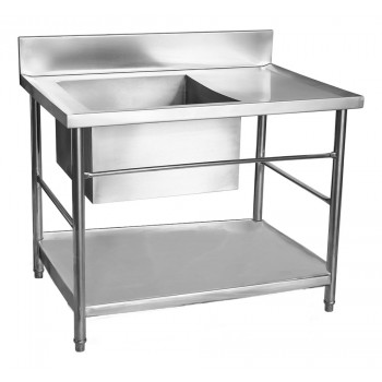 Mesa Bancada Aço Inox com Paneleiro e Cuba 50x50x30 (Esq) 100x70x90 - Brascool