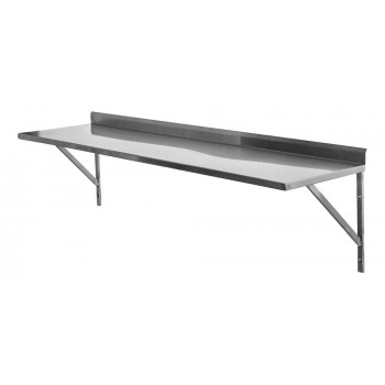Topo - Prateleira e Suporte em Aço Inox Lisa - 0,94m (94x35 cm) - Brascool Inox (SPMFPL94)