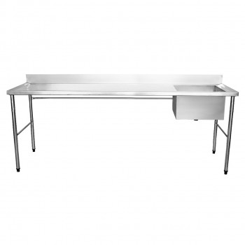 Bancada Aço Inox com Uma Cuba Lado Direito 50x40x25cm - 200x70x90cm - Brascool