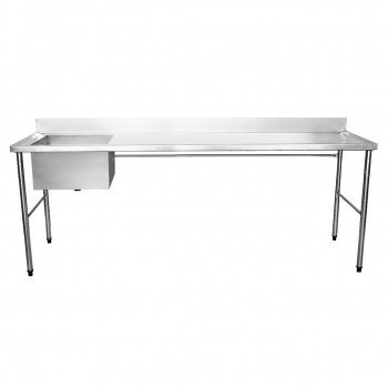 Bancada Aço Inox com Uma Cuba Lado Esquerdo 50x40x25cm - 200x70x90cm - Brascool