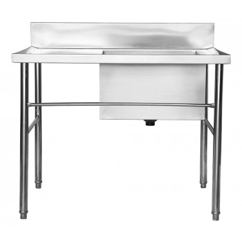 Frontal - Mesa Bancada Aço Inox com Cuba 50x50x30 (Direito) 100x70x90 - Brascool