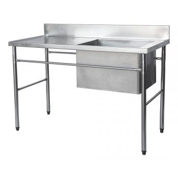 Perfil - Mesa Bancada Aço Inox AISI 201 com uma Cuba 50x60x40 DIR. (140x70x90 cm) 