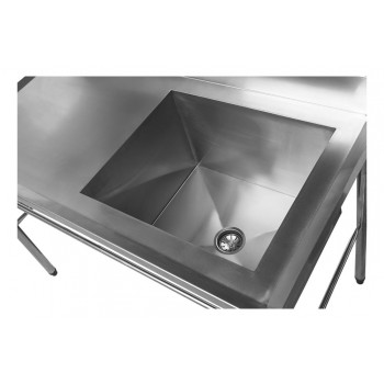 Cuba - Mesa Bancada Aço Inox AISI 201 com uma Cuba 50x60x40 DIR. (140x70x90 cm) 