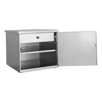 Balcão Aço Inox com Porta Frontal, Prateleira e Gaveta Interna (55x60x50 cm) - Brascool Inox