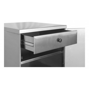Gaveta - Balcão Aço Inox com Porta Frontal, Prateleira e Gaveta Interna (55x60x50 cm) - Brascool Inox