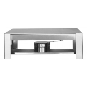 Frontal - Rechaud Retangular de Chapa / Placa Difusora (27x40cm) - Brascool Inox (Equipamentos Gastronômicos)