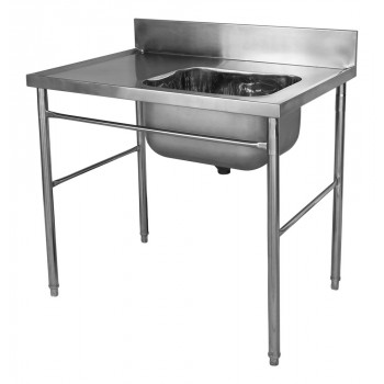 Pia Aço Inox Industrial / Mesa com Cuba 50x40x30cm (Direito) - 100x70 cm - Brascool