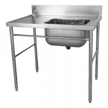 Pia Aço Inox Industrial / Mesa com Cuba 50x40x30cm (Direito) - 100x70 cm - Brascool Perfil