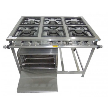 Forno aberto - Fogão Industrial em Aço Inoxidável c/ Forno e 6 Bocas 30x30 - Innal