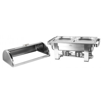 Aberto - Rechaud Aço Inox com Tampa Giratória e 2 Cubas (GN 1/2×20mm) - 3 Lts (Versão TOP) - 933-W900-2P