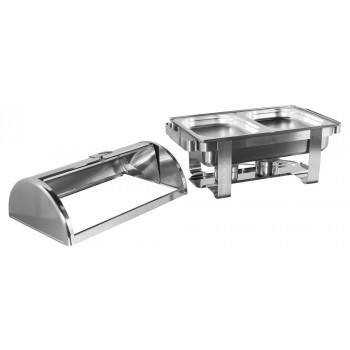 Aberto - Rechaud Aço Inox com Tampa Giratória e 2 Cubas (GN 1/2×40mm) - 5 Lts (Versão TOP) - 933-W900-2M