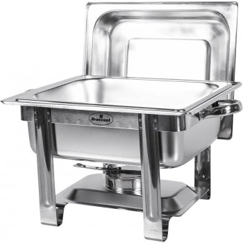 Rechaud Banho Maria Aço Inox Quadrado com 1 Cuba (GN 1/2 100mm) - 6,5 Lts - Aberto