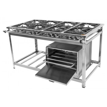 Aberto - Fogão Industrial em Aço Inoxidável c/ Forno e 8 Bocas 30x30 - Innal