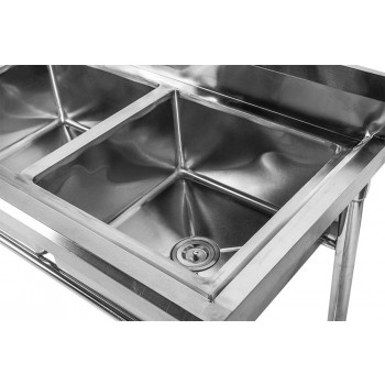Detalhe Interno - Mesa em Aço Inoxidável com Pia / Lavatório (3 Cubas 45cm) - 1,6m - CB-345