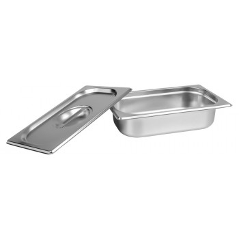 Aberta - Cuba Gastronômica Aço Inox com Tampa GN 1/4 × 65mm (265x162mm) - 814-2/814-L