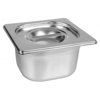 Cuba Gastronômica Aço Inox com Tampa GN 1/6 × 100mm (176x162mm) - 816-4/816-L