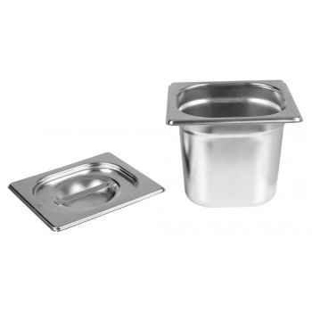 Aberta 2 - Cuba Gastronômica Aço Inox com Tampa GN 1/6 × 150mm (176x162mm) - 816-6/816-L