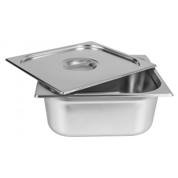 Cuba Gastronômica Aço Inox com Tampa GN 2/3 × 150mm (353x325mm) - 823-6/823-L