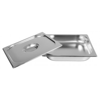 Cuba Gastronômica Aço Inox com Tampa GN 2/3 × 40mm (353x325mm) - 823-40/823-L