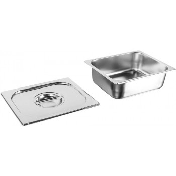 Produto desmontado - Cuba Gastronômica em Inox com Tampa GN 1/2 × 100mm (325x265mm) - 812-4/812L