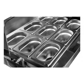 Cubas - Rechaud Aço Inox com Tampa Giratória e 9 Cubas (GN 1/9 65mm) - 5,4 Lts (Versão Luxo) 