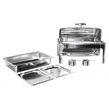 Produto Desmontado - Rechaud Aço Inox com Tampa Giratória com 2 Cubas (GN 1/2×20mm) - 3 Lts (Versão Luxo) - 723-2P