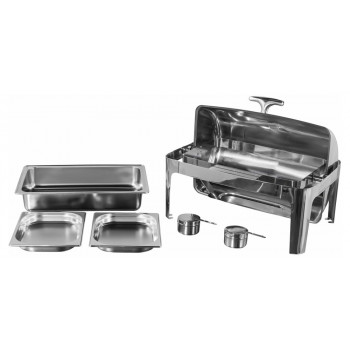 Produto Desmontado - Rechaud Aço Inox com Tampa Giratória com 2 Cubas (GN 1/2×40mm) - 5 Lts (Versão Luxo) - 723-2M