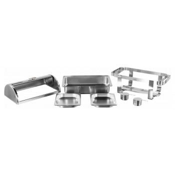 Produto Desmontado - Rechaud Aço Inox com Tampa Giratória e 2 Cubas (GN 1/2×40mm) - 5 Lts (Versão TOP) - 933-W900-2M