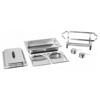 Produto desmontado - Rechaud Banho Maria Aço Inox com 2 Cubas (GN 1/2×20mm) - 3 Lts - F433-2P