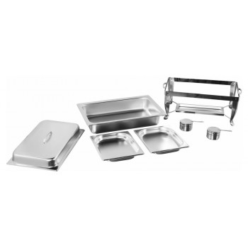 Produto Desmontado - Rechaud Banho Maria Aço Inox com 2 Cubas (GN 1/2×40mm) - 5 Lts (Versão TOP) - JQ533-2M