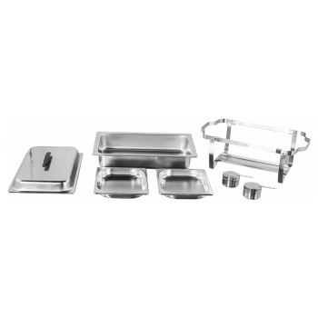 Produto desmontado - Rechaud Banho Maria Aço Inox com 2 Cubas (GN 1/2×40mm) - 5 Lts - F433-2M