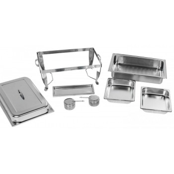 Produto desmontado - Rechaud Banho Maria Aço Inox com 2 Cubas (GN 1/2×65mm) - 9 Lts (Versão TOP) - JQ533-02