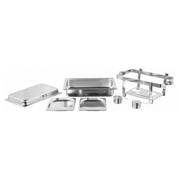 Produto Desmontado - Rechaud Banho Maria Aço Inox com Dobradiças e 2 Cubas (GN 1/2×20mm) - 3 Lts - JQ833-2P