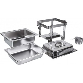 Produto desmontado - Rechaud Banho Maria Aço Inox Quadrado - 4 Lts - 834 