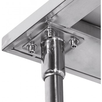 Detalhe: encaixe - Mesa Inox 1,4m com rodas