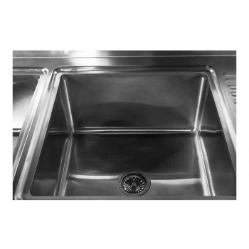 Mesa Bancada Aço Inox 1,5m com Rodas e Pia, duas cubas de  40cm  (Pia)