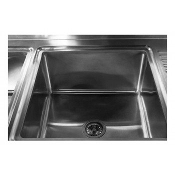 Mesa Bancada Aço Inox Pia / Lavatório (2 Cubas 40cm) - 1,5m  (Lado Direito) 