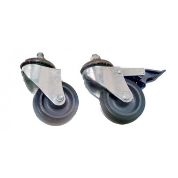 Detalhe: Rodas - Mesa Bancada Aço Inox com Rodas / Rodízios e Pia (2 Cubas de 50cm) 1,8m - ST 250-2E (Esquerdo)