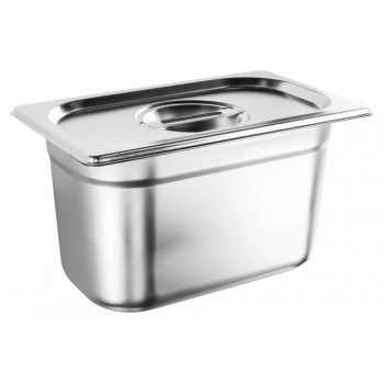 Fechada - Cuba Gastronômica Aço Inox com Tampa GN 1/4 × 150mm (265x162mm) - 814-6/814-L