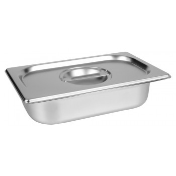 Cuba Gastronômica Aço Inox com Tampa GN 1/4 × 65mm (265x162mm) - 814-2/814-L