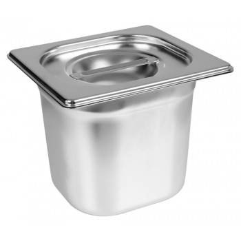 Fechada - Cuba Gastronômica Aço Inox com Tampa GN 1/6 × 150mm (176x162mm) - 816-6/816-L