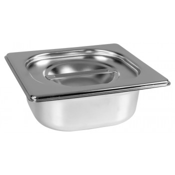 Cuba Gastronômica Aço Inox com Tampa GN 1/6 × 65mm (176x162mm) - 816-2/816-L