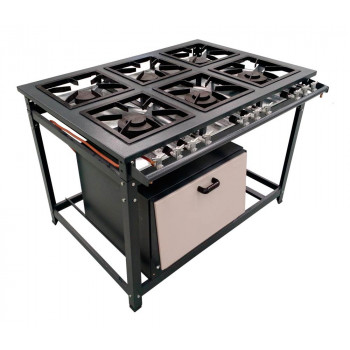 Fogão Industrial Baixa Pressão com Forno e 6 Bocas (3 Duplas e 3 Simples) - Innal (FSP6B3D/FI70)