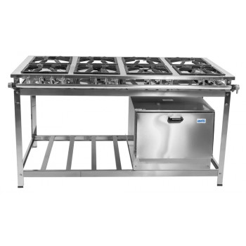Fogão Industrial em Aço Inoxidável c/ Forno e 8 Bocas 30x30 - Innal