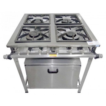 Fogão Industrial em Aço Inoxidável c/ Forno e 4 Bocas 30x30 - Innal
