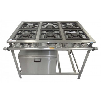 Fogão Industrial em Aço Inoxidável c/ Forno e 6 Bocas 30x30 - Innal