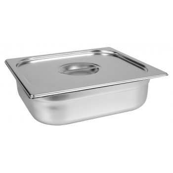 Cuba Gastronômica Aço Inox com Tampa GN 2/3 × 100mm (353x325mm) - 823-4/823-L