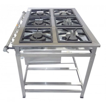 Lateral - Fogão Industrial em Aço Inoxidável c/ Forno e 6 Bocas 30x30 - Innal